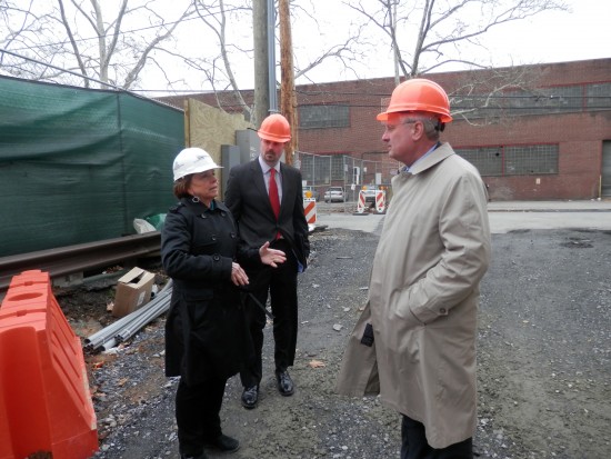 Bethlehem Mayor Robert Donchez visited the site for a tour with Diane LaBelle.
