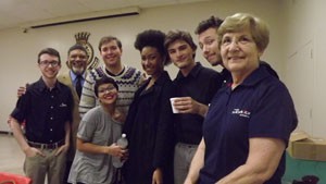 The music department performs extensively in the community throughout the school year. Here, one of the jazz ensembles stops for a photo after a performance at the Salvation Army.